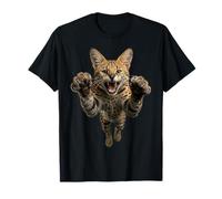 Fierce Leaping African Serval Wild Cat Graphic T-Shirt