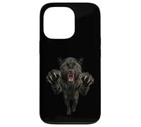 Fierce Leaping Black Jaguar or Leopard Wild Animal Graphic Case for iPhone 13 Pro