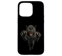 Fierce Leaping Black Jaguar or Leopard Wild Animal Graphic Case for iPhone 15 Pro Max