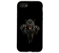 Fierce Leaping Black Jaguar or Leopard Wild Animal Graphic Case for iPhone SE (2020) / 7/8