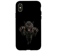 Fierce Leaping Black Jaguar or Leopard Wild Animal Graphic Case for iPhone X/XS