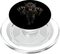 Fierce Leaping Black Jaguar or Leopard Wild Animal Graphic PopSockets PopGrip for MagSafe
