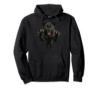 Fierce Leaping Black Jaguar or Leopard Wild Animal Graphic Pullover Hoodie