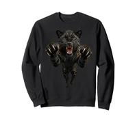 Fierce Leaping Black Jaguar or Leopard Wild Animal Graphic Sweatshirt
