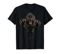 Fierce Leaping Black Jaguar or Leopard Wild Animal Graphic T-Shirt