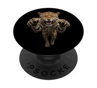 Fierce Leaping Jaguar Big Cat Graphic PopSockets Adhesive PopGrip