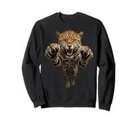 Fierce Leaping Jaguar Big Cat Graphic Sweatshirt