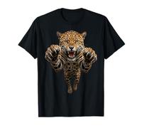 Fierce Leaping Jaguar Big Cat Graphic T-Shirt