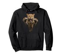 Fierce Leaping Leopard Big Cat Graphic Pullover Hoodie