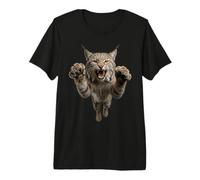 Fierce Leaping Lynx Bobcat Wild Animal Graphic Premium T-Shirt