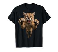 Fierce Leaping Mountain Lion, Cougar Wild Cat Graphic T-Shirt
