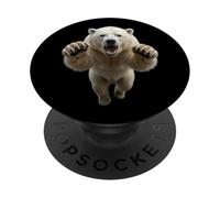 Fierce Leaping Polar Bear Wild Animal Graphic PopSockets Adhesive PopGrip