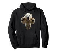 Fierce Leaping Polar Bear Wild Animal Graphic Pullover Hoodie