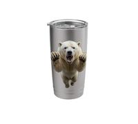 Fierce Leaping Polar Bear Wild Animal Graphic Stainless Steel Insulated Tumbler