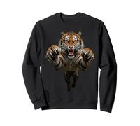 Fierce Leaping Tiger Wild Cat Graphic Sweatshirt