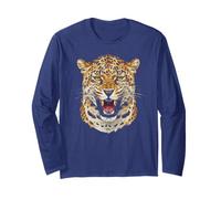 Fierce Leopard Kenya Tanzania Vintage Safari Portrait Long Sleeve T-Shirt