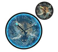 Fierce Leopard Night Light Wall Clock LED Wall Clocks Silent Battery-Operated Glow in The Dark Large Digital Display for Bedroom Living Room Kitchen, 12 Inch