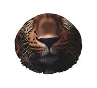 Fierce Leopard Printed shower cap, reusable, specially designed for women's long hair, double-layer structure, suitable for bathing.