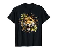 Fierce Leopard Roaring Breaking Through Wall Value Graphic T-Shirt, Men, Black, S
