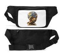 Fierce Lion Bearing a Giant Globe Unisex Waist Bag Black