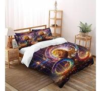 Fierce Lion Bedding 3D Wildlife Printed,Duvet Cover Set European Style,hypoallergenic 3 Pcs 100% Pure Cotton,Boys And Girls With Pillowcase King（220x240cm）