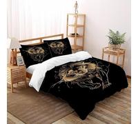 Fierce Lion Bedding 3D Wildlife Printed Microfiber Duvet Cover European Style 3 Pcs 100% Pure Cotton,Comfortable And Soft,Boys And GirlsSuper King（260x220cm）
