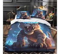 Fierce Lion Cub Comforter Cover 3D Design Printed Durable 3 Pcs Bedding Set Zipper Fantasy Creature Quilt Cover Luxury Breathable for Kids Girls Boys Adults Women Teens Single（135x200cm）