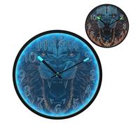 Fierce Lion Face Night Light Wall Clock LED Wall Clocks Silent Battery-Operated Glow in The Dark Large Digital Display for Bedroom Living Room Kitchen, 12 Inch