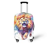 Fierce Lion Graffiti Travel Luggage Cover Lion Watercolor Painting Suitcase Protective Washable Cover with Zipper Suitable for 18-32 Inch