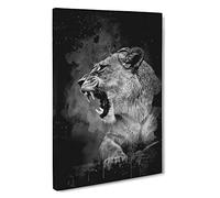 Fierce Lioness Lion Canvas Print | Gallery Wrapped 30mm Frame Wall Art | 30x20 inches | Ready to Hang | Modern Animals Picture | Living Room Bedroom Lounge Office