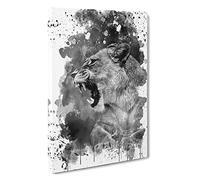 Fierce Lioness Lion V3 Canvas Print | Gallery Wrapped 30mm Frame Wall Art | 30x20 inches | Ready to Hang | Modern Animals Picture | Living Room Bedroom Lounge Office