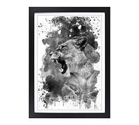 Fierce Lioness Lion V3 Framed Print | A2 Black Framed Wall Art | Ready to Hang | Modern Animal Picture | Living Room Bedroom Lounge Office