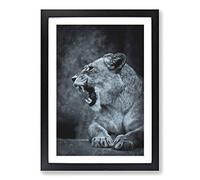 Fierce Lioness Painting Framed Print | A2 Black Framed Wall Art | Ready to Hang | Modern Historical Picture | Living Room Bedroom Lounge Office
