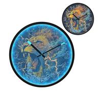 Fierce Lions with Lightning Night Light Wall Clock LED Wall Clocks Silent Battery-Operated Glow in The Dark Large Digital Display for Bedroom Living Room Kitchen, 12 Inch