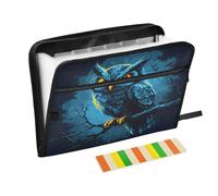 Fierce-Looking Owl Expanding File Folder A4,13 Pockets File Organiser, Paperwork A4 Plastic Wallet Document Storage Expander for School,Office and Home