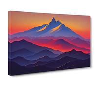 Fierce Mountain Sunset Canvas Print | Gallery Wrapped 30mm Frame Wall Art | 30x20 inches | Ready to Hang | Contemporary Landscape Picture | Living Room Bedroom Lounge Office