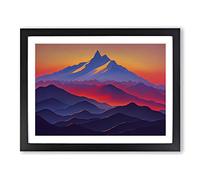 Fierce Mountain Sunset Framed Print | A2 Black Framed Wall Art | Ready to Hang | Modern Landscape Picture | Living Room Bedroom Lounge Office