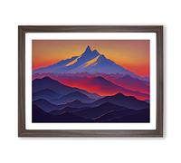 Fierce Mountain Sunset Framed Print | A4 Walnut Framed Wall Art | Ready to Hang | Modern Landscape Picture | Living Room Bedroom Lounge Office