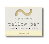 Fierce Nature Multi-Use Pure Tallow Bar | Organic & Natural Moisturising Bar for Face, Body, Hands & Hair | Non-Toxic Skincare Essential - Unscented, 80g