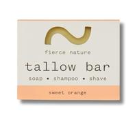 Fierce Nature Multi-Use Pure Tallow Bar | Organic & Natural Moisturising Bar for Face, Body, Hands & Hair | Non-Toxic Skincare Essential - Sweet Orange 80g