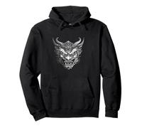 Fierce Oni Demon Mask Illustration | Japanese Mythology Art Pullover Hoodie