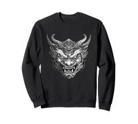 Fierce Oni Demon Mask Illustration | Japanese Mythology Art Sweatshirt