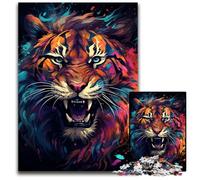Fierce Painting Exotic Tiger Jigsaw Puzzles for Adults 1000 Piece Difficult Puzzles for Adults Challenging DIY Brain Teaser, Perfect Family Game Or Decorative Gift 1000 PCS(75x50cm)