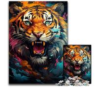 Fierce Painting Exotic Tiger JigsawPuzzle 1000 Pieces for Adults Wooden Jigsaw Puzzles Colorful Home Decor & Interactive Family Game, 1000 PCS(75x50cm)