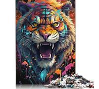 Fierce Painting Exotic Tiger Puzzle Unique Home Decor 100% Recycled Cardboard Jigsaw Puzzle for Boy Or Girl 1000pcs (38x26cm)