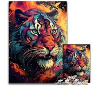 Fierce Painting Fire Tiger 1000 Piece Puzzle Puzzles for Adults for Teenagers & Family Fun DIY Brain Teaser Game Gift 1000 PCS(38x26cm)