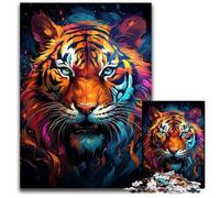 Fierce Painting Fire Tiger 1000 Pieces Puzzles for Adults Challenging Puzzles Ideal for Lover, Perfect Christmas, New Year, Valentine's Gift 1000 PCS(38x26cm)