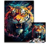 Fierce Painting Fire Tiger 1000 Pieces Puzzles for Adults Impossible Jigsaw Puzzles for Adults Creative Family Game & Home Decor, for Teenagers 1000 PCS(38x26cm)