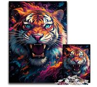 Fierce Painting Fire Tiger Jigsaw Puzzle 1000 Pieces Difficult Puzzles for Adults Interactive Family Game, Brain Challenge, Educational Toy 1000 PCS(38x26cm)