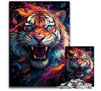 Fierce Painting Fire Tiger Jigsaw Puzzles for Adults, 1000 Piece Wooden Jigsaw Puzzles Creative Family Game & Home Decor, for Teenagers 1000 PCS(75x50cm)